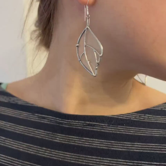 Stained Glass Leaf Earrings: Green Botanical Dangle Jewelry