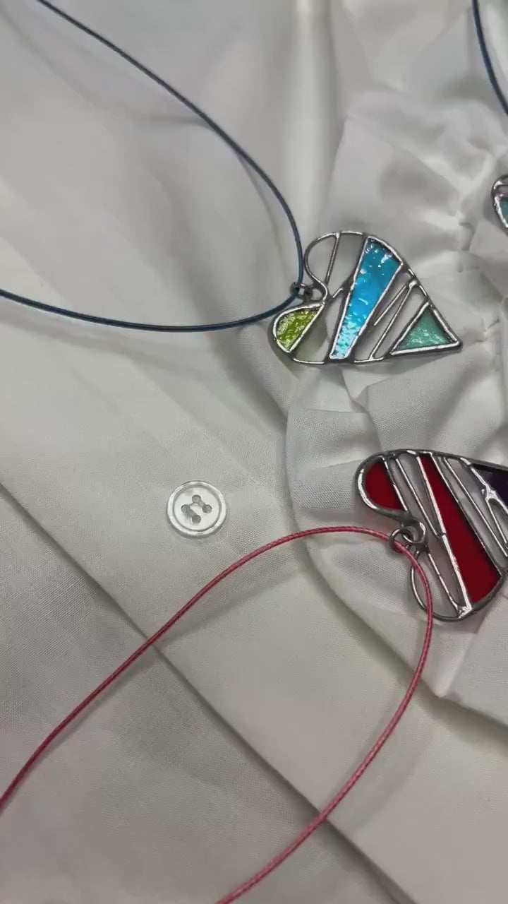Stained Glass Heart Necklace: Colorful Statement Pendant