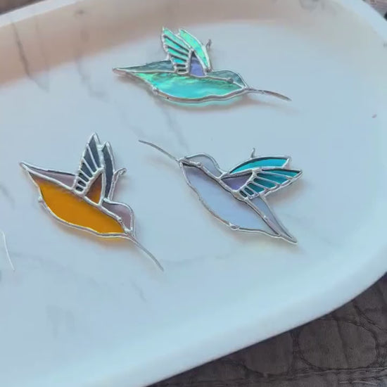 Mini Hummingbird Suncatcher – Stained Glass Bird Ornament