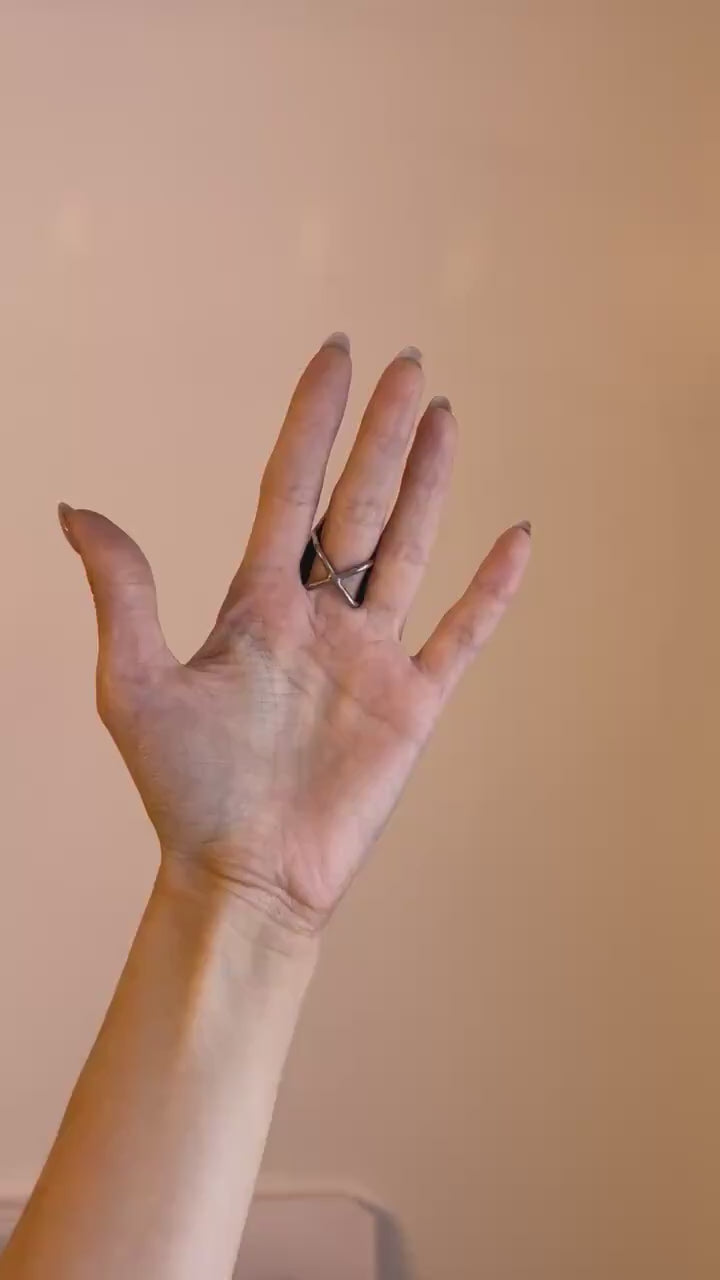 Black Triangle Stained Glass Ring: Gothic Cocktail Statement Jewelry