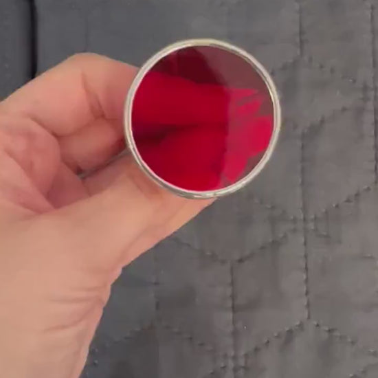 Stained Glass Ruby Ring: Handmade Dark Red Cocktail Statement Jewelry