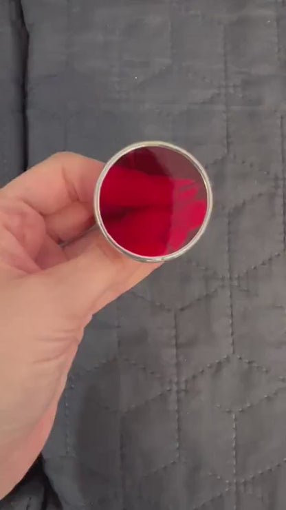Stained Glass Ruby Ring: Handmade Dark Red Cocktail Statement Jewelry