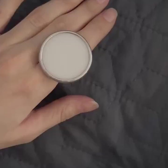 Boho Glass Statement Ring: Chunky Circle Cocktail Ring