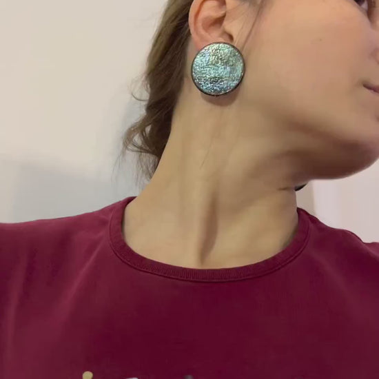 Handcrafted Big Circle Stud Earrings: Geometric Enamel Statement Jewelry