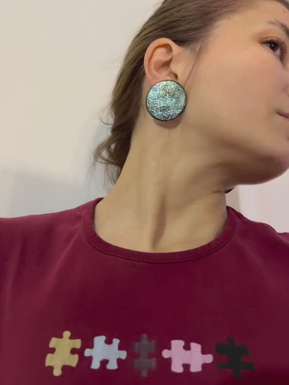 Handcrafted Big Circle Stud Earrings: Geometric Enamel Statement Jewelry