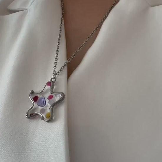 Fused Glass Starfish Necklace: Handmade Ocean-Inspired Pendant