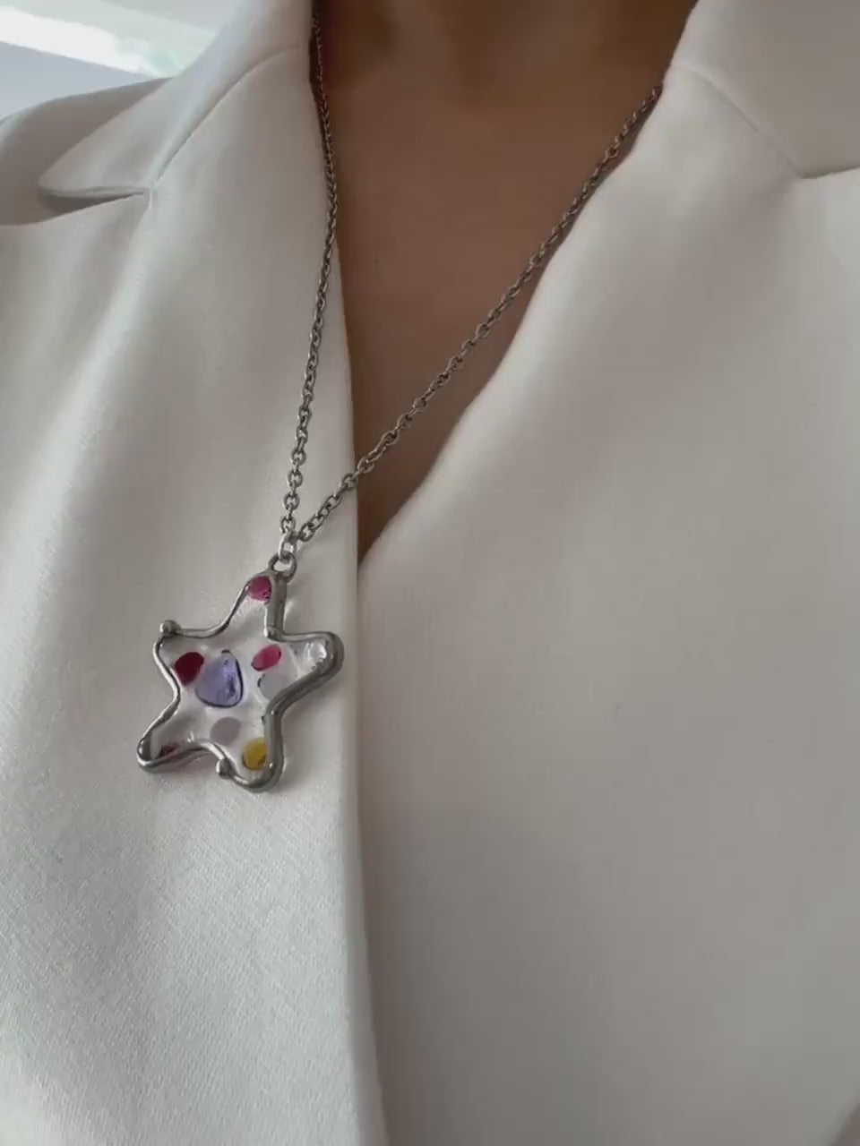 Fused Glass Starfish Necklace: Handmade Ocean-Inspired Pendant