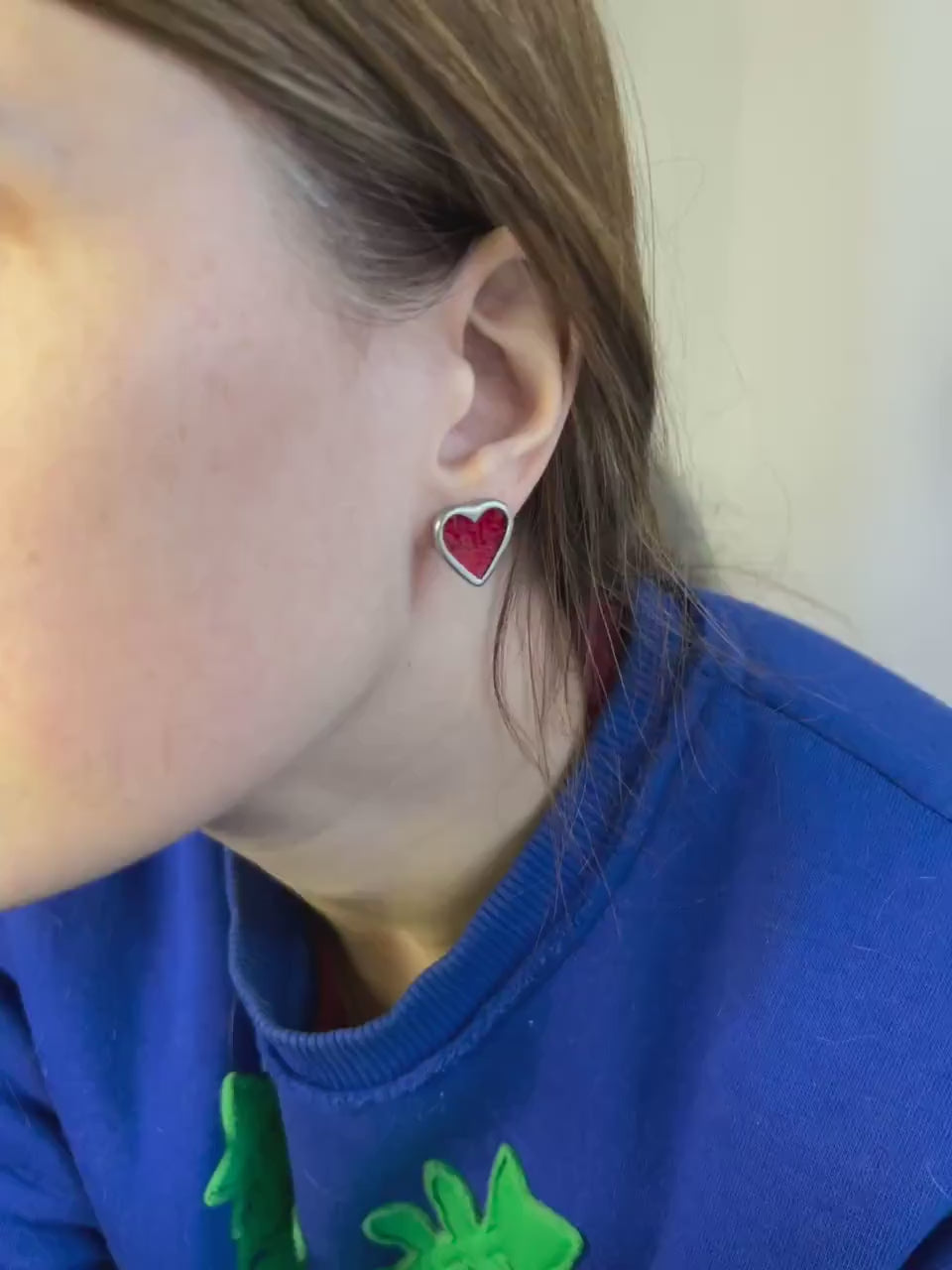 Red Heart Stained Glass Stud Earrings – Valentine Gift for Her