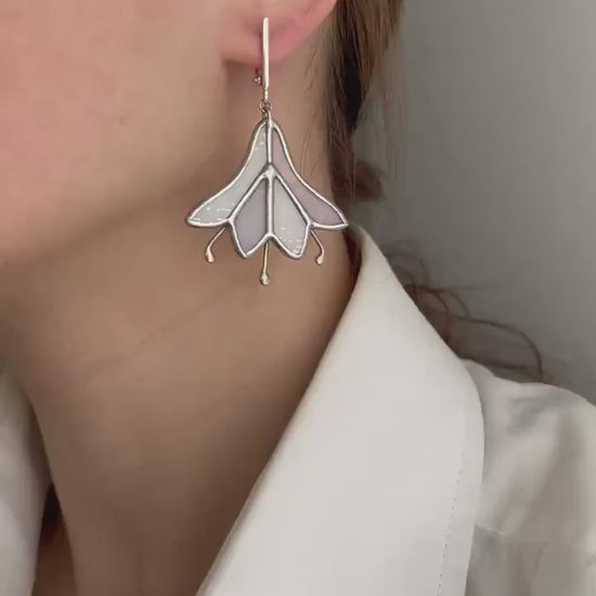 Stained Glass Bluebell Earrings: Nature Inspired Floral Jewelry